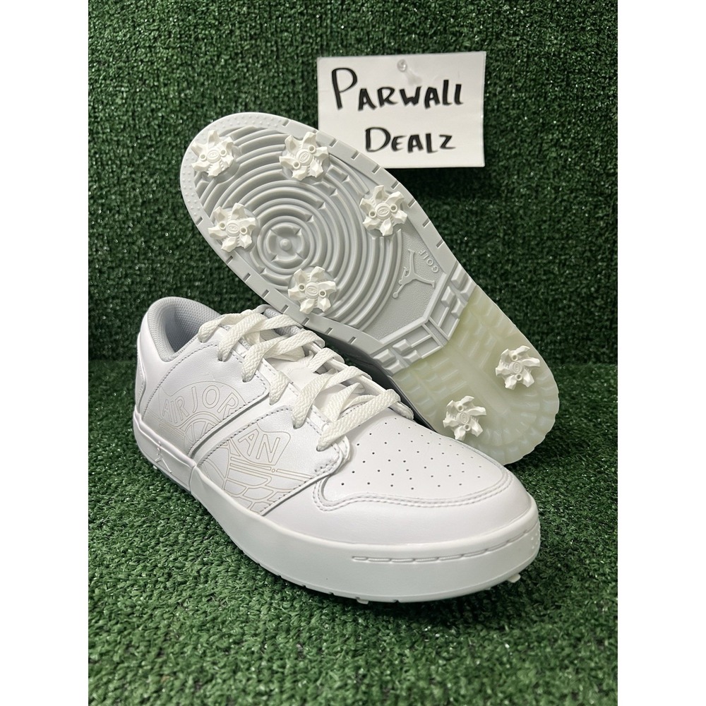 Nike Air Jordan Nu Retro 1 Low White Pure Platinum Golf Shoes Men's 9 FZ4153-100